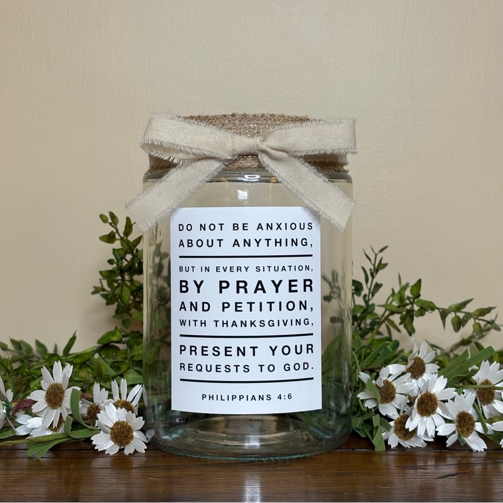 Prayer Jar - Phillipians 4:6 - Christian Home Decor - Christian Gift